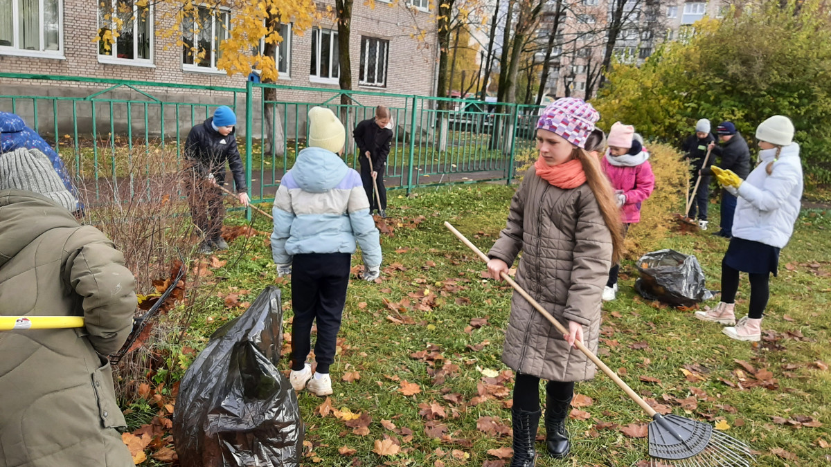 Постер к социальной практике: Уборка территории пришкольной детской площадки.