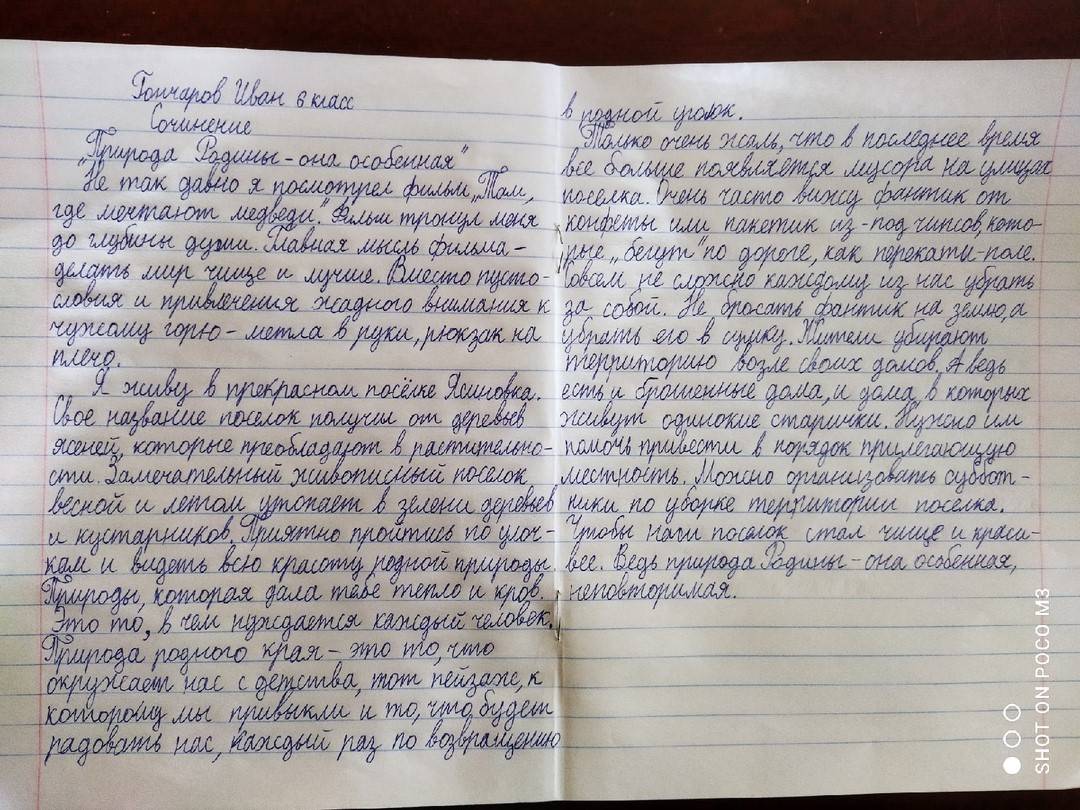 Постер к социальной практике: Сочинение - размышление на тему "Природа Родины - она особенная"