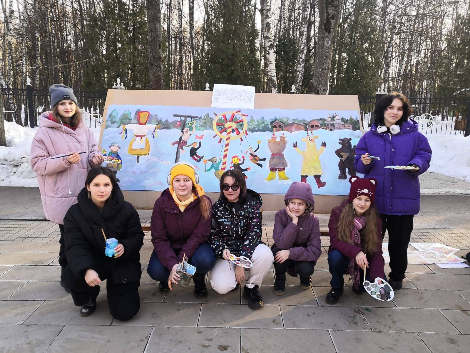 Постер к социальной практике: Мастер-класс под открытым небом для создания большого художественного полотна «Широкая Масленица»
